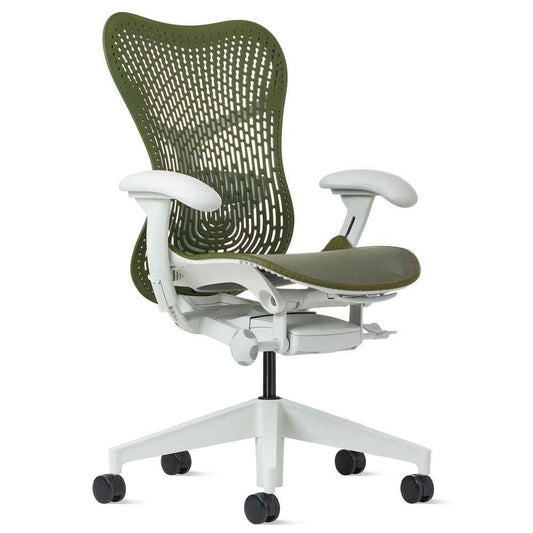 Herman Miller Mirra 2 Triflex Chair - Olive, White Frame